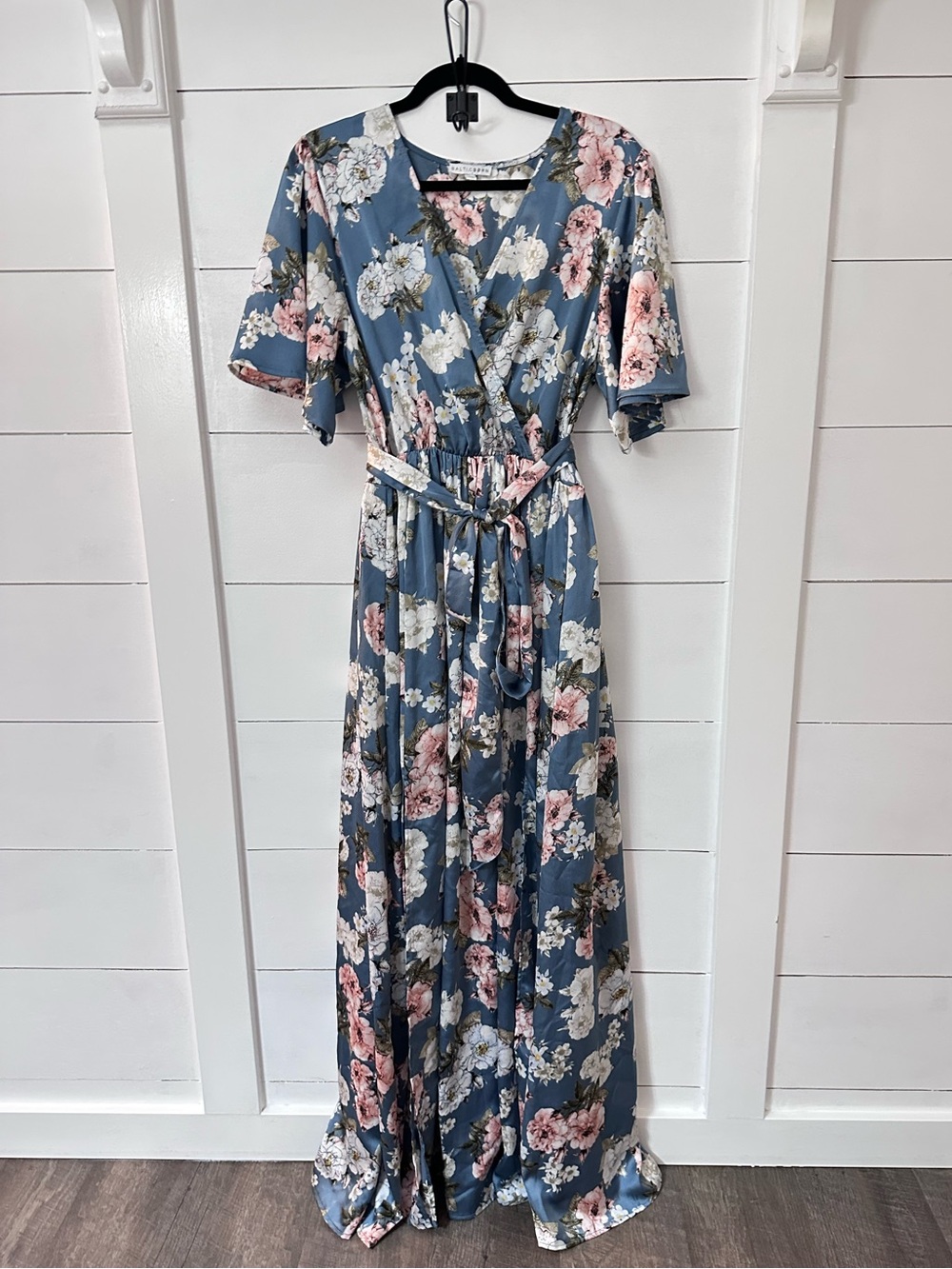 Baltic Born XXL Blue Floral Maxi Wrap Dress Boho Cottagecore Wedding Guest boho - Picture 2 of 14